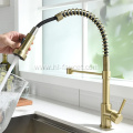 3-hole solid brass kitchen faucet with drop-down sprayer